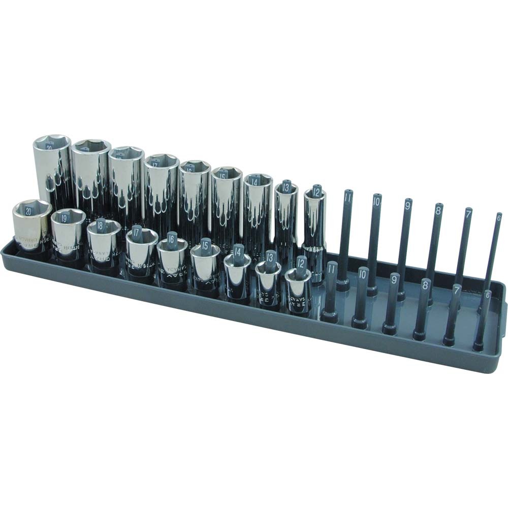 1/4&#34; Drive Regular And Deep Metric Socket Organizer<span class=' ItemWarning' style='display:block;'>Item is usually in stock, but we&#39;ll be in touch if there&#39;s a problem<br /></span>