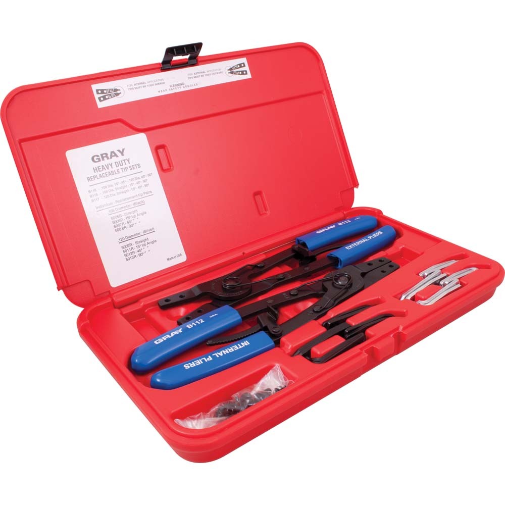 2 Piece Heavy Duty Retaining Ring Plier Set, Internal/external, With Interchangeable Tips<span class='Notice ItemWarning' style='display:block;'>Item has been discontinued<br /></span>