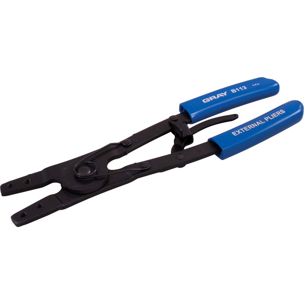 Heavy Duty External Retaining Ring Plier, 9-1/2&#34; Long, 1-1/2&#34; - 3-11/32&#34; Shaft Diameter<span class=' ItemWarning' style='display:block;'>Item is usually in stock, but we&#39;ll be in touch if there&#39;s a problem<br /></span>