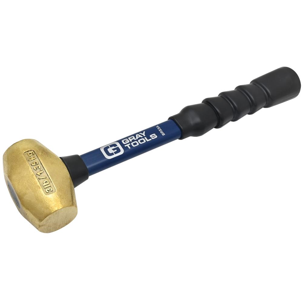 3lb. Brass Hammer, Fiberglass Super Grip Handle<span class=' ItemWarning' style='display:block;'>Item is usually in stock, but we&#39;ll be in touch if there&#39;s a problem<br /></span>