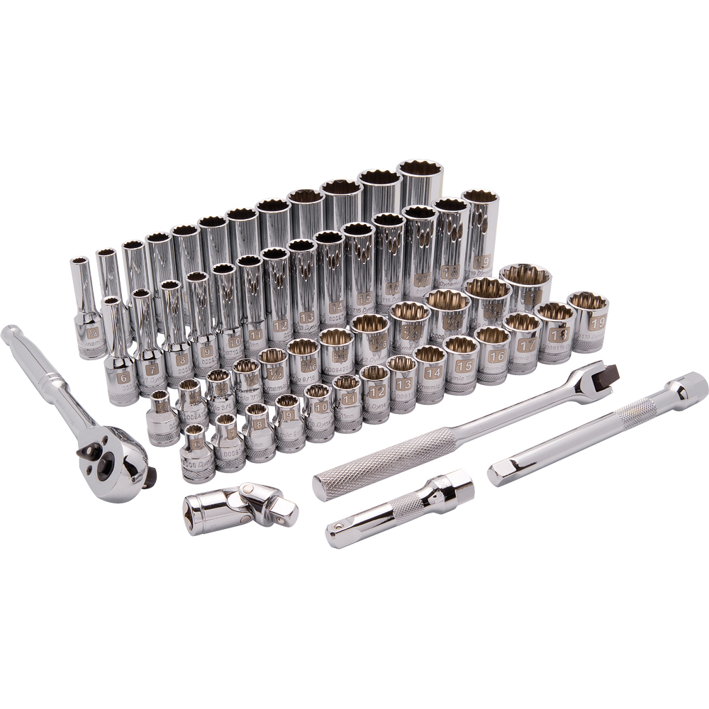 3/8&#34; Drive 57 Piece 12 Point, Standard/Deep, SAE/Metric Socket Set, 1/4&#34; - 1&#34;, 6mm - 19m<span class=' ItemWarning' style='display:block;'>Item is usually in stock, but we&#39;ll be in touch if there&#39;s a problem<br /></span>