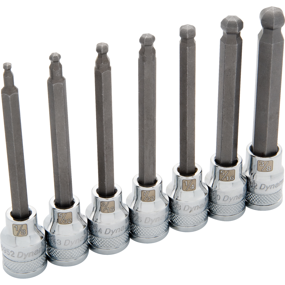 3/8&#34; Drive 7 Piece SAE, Long Ball Nose, Hex Socket Set, 1/8&#34; - 3/8&#34;<span class=' ItemWarning' style='display:block;'>Item is usually in stock, but we&#39;ll be in touch if there&#39;s a problem<br /></span>