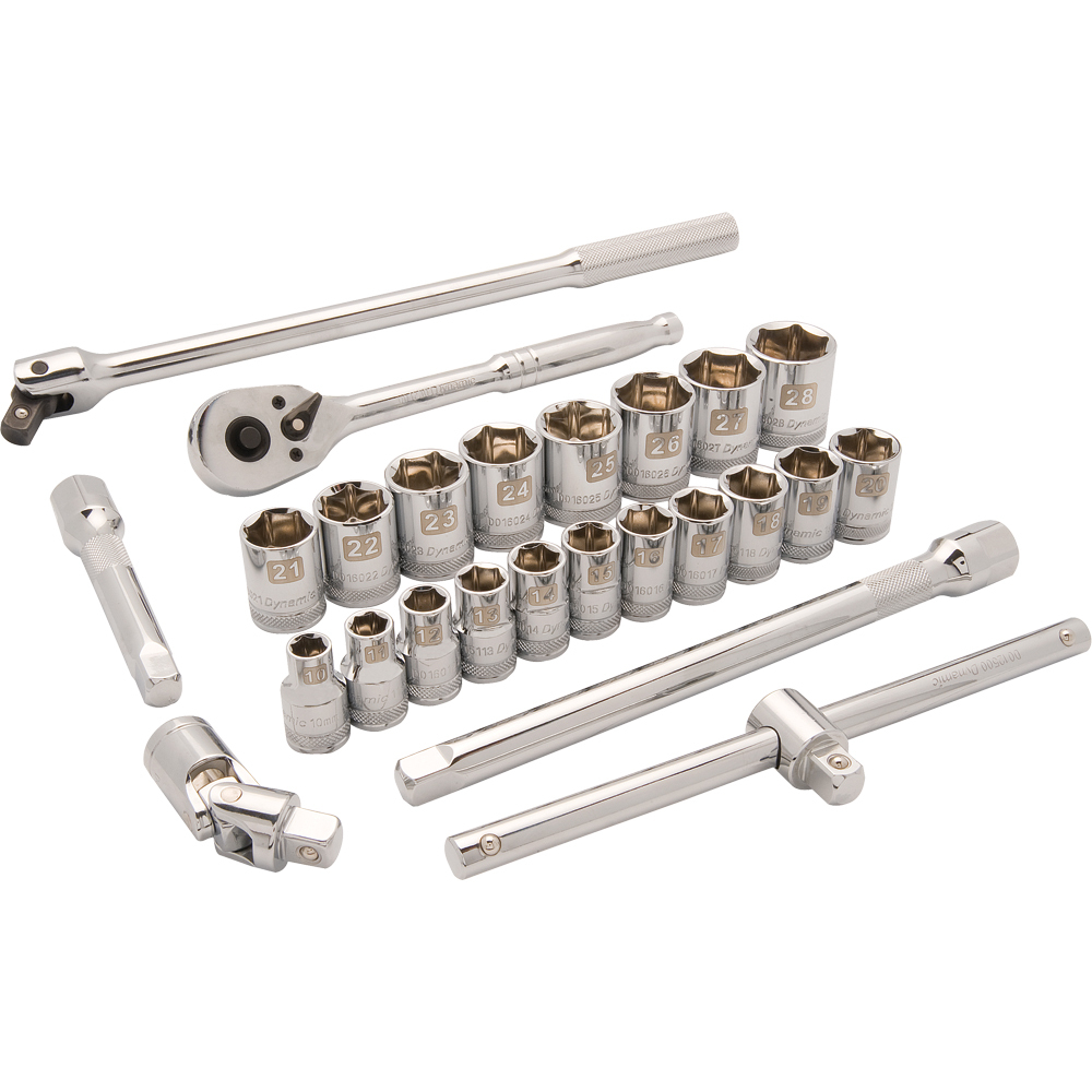 1/2&#34; Drive 25 Piece 6 Point Standard, Metric Socket Set, 10mm - 28mm<span class=' ItemWarning' style='display:block;'>Item is usually in stock, but we&#39;ll be in touch if there&#39;s a problem<br /></span>