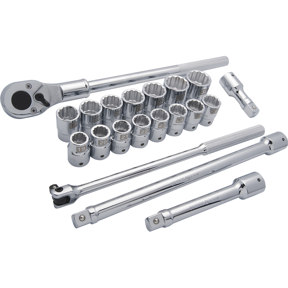 3/4&#34; Drive 20 Piece 12 Point, Standard Length, Metric Socket Set, 19mm - 36mm<span class=' ItemWarning' style='display:block;'>Item is usually in stock, but we&#39;ll be in touch if there&#39;s a problem<br /></span>