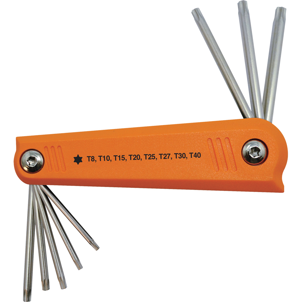 8 Piece Torx® Folding Hex Key Set, T8 - T40<span class=' ItemWarning' style='display:block;'>Item is usually in stock, but we&#39;ll be in touch if there&#39;s a problem<br /></span>