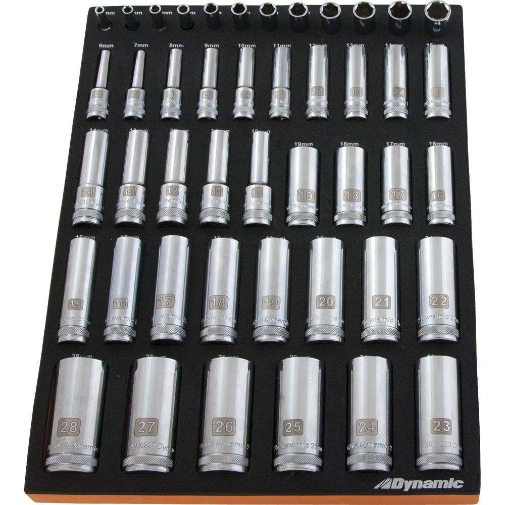 46 Piece 1/4”, 3/8”& 1/2” Drive Metric Deep Chrome Socket Set With Foam Tool Organizer<span class=' ItemWarning' style='display:block;'>Item is usually in stock, but we&#39;ll be in touch if there&#39;s a problem<br /></span>