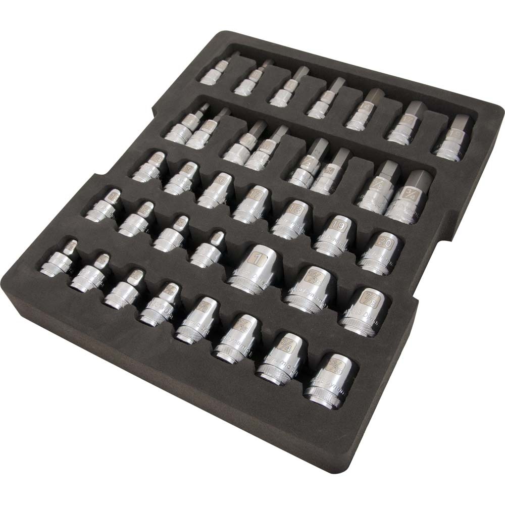 1/2&#34; Drive 38 Piece Chrome Socket Set With Foam Tool Organizer<span class=' ItemWarning' style='display:block;'>Item is usually in stock, but we&#39;ll be in touch if there&#39;s a problem<br /></span>