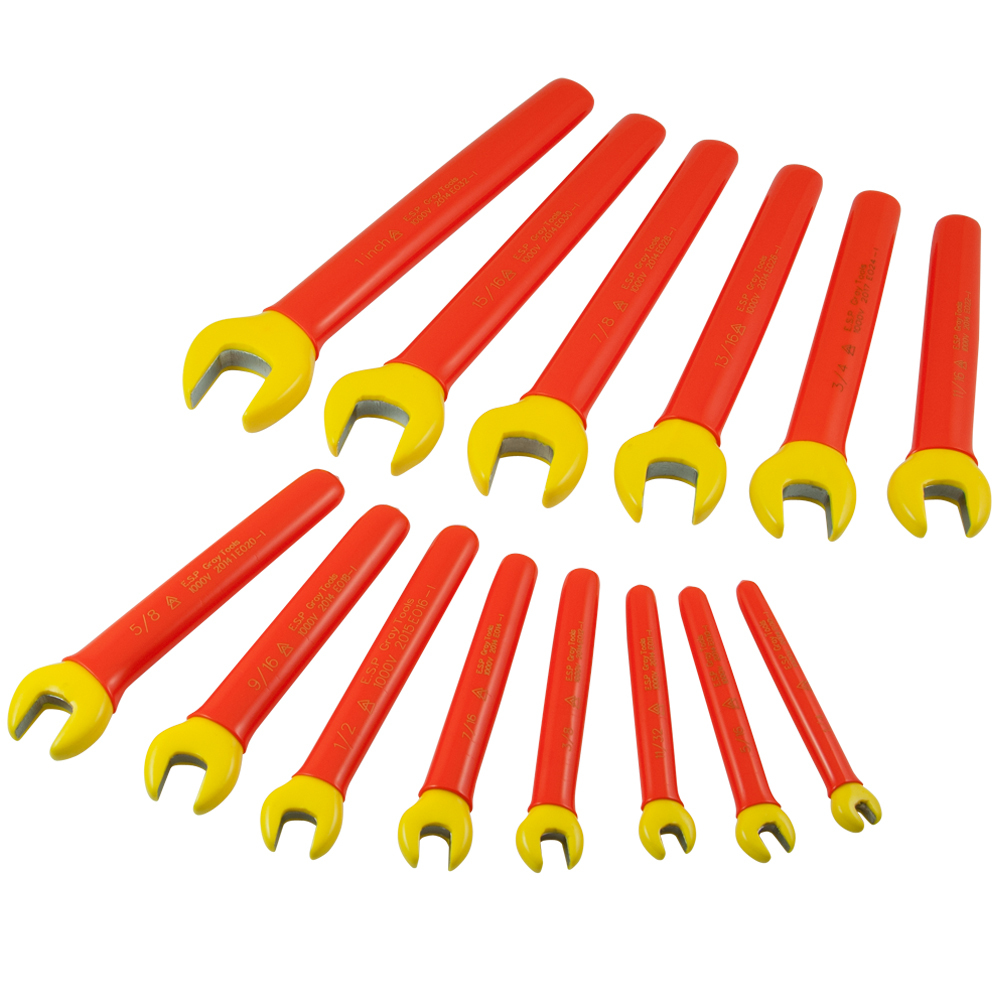 14 Piece SAE Open End Wrench Set, 1/4&#34; - 1&#34;, 1000V Insulated<span class=' ItemWarning' style='display:block;'>Item is usually in stock, but we&#39;ll be in touch if there&#39;s a problem<br /></span>