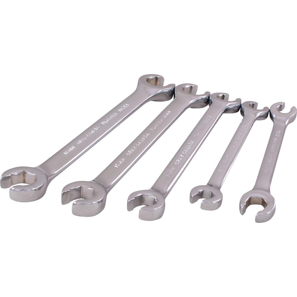 5 Piece 6 Point Metric, Chrome Flare Nut Wrench Set, 9 X 11mm - 16 X 18mm<span class=' ItemWarning' style='display:block;'>Item is usually in stock, but we&#39;ll be in touch if there&#39;s a problem<br /></span>