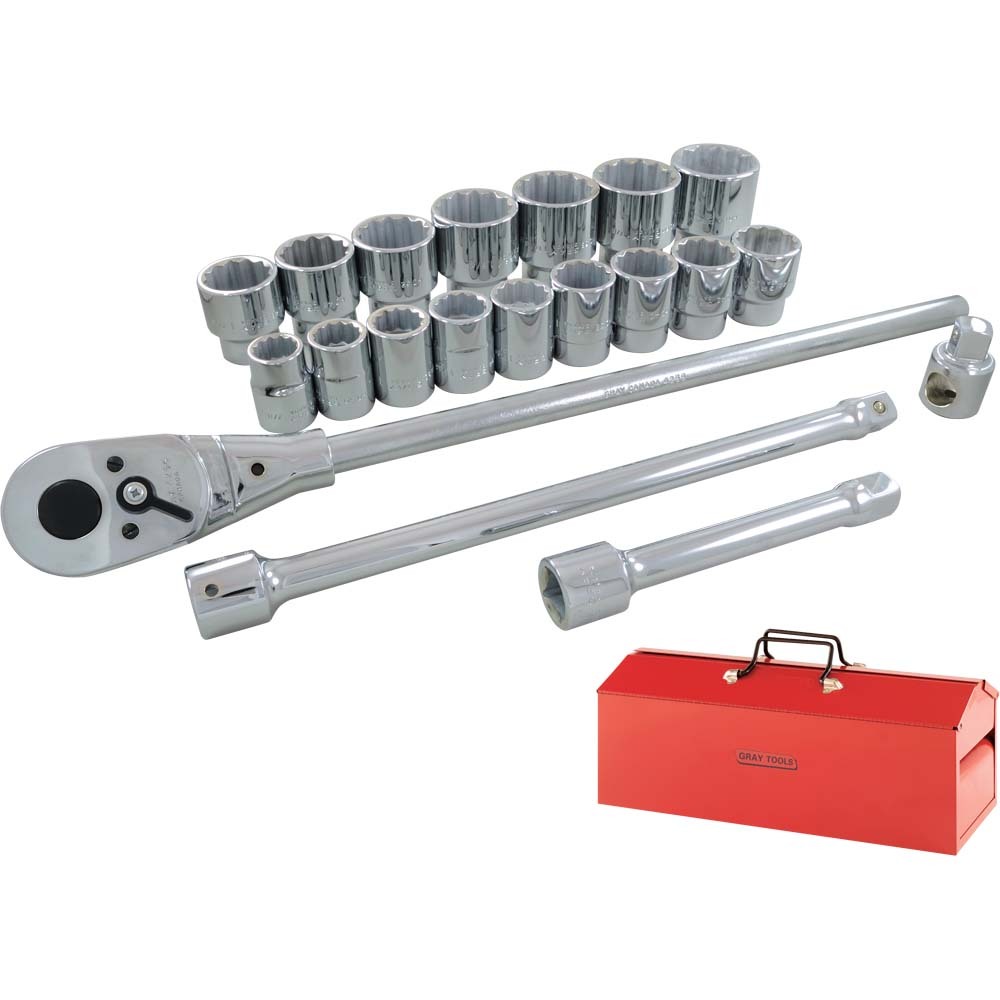 22 Piece 3/4&#34; Drive, 12 Point, SAE Chrome Socket & Attachment Set<span class='Notice ItemWarning' style='display:block;'>Item has been discontinued<br /></span>