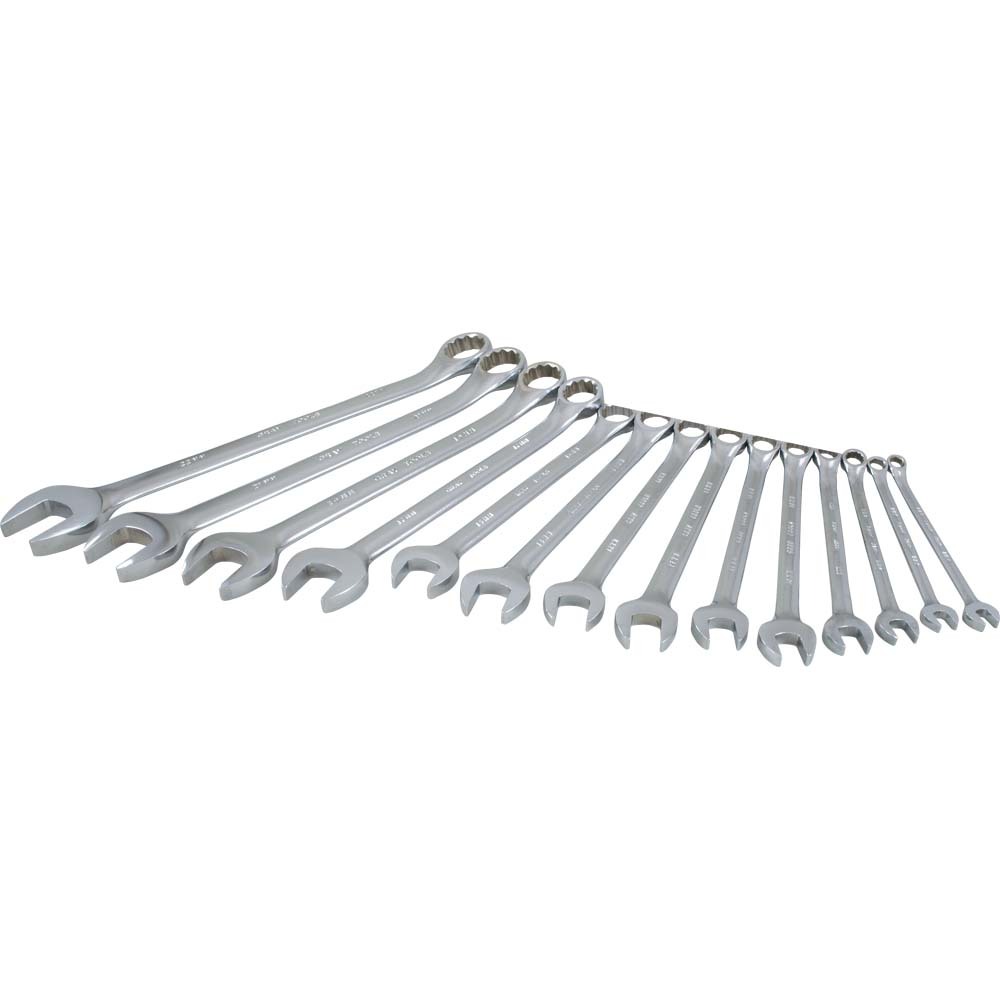 14 Piece 12 Point Metric, Satin Chrome, Combination Wrench Set, 6mm - 22mm<span class='Notice ItemWarning' style='display:block;'>Item has been discontinued<br /></span>