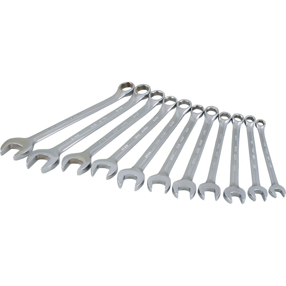 11 Piece 6 Point Metric, Mirror Chrome, Combination Wrench Set, 8mm - 18mm<span class=' ItemWarning' style='display:block;'>Item is usually in stock, but we&#39;ll be in touch if there&#39;s a problem<br /></span>