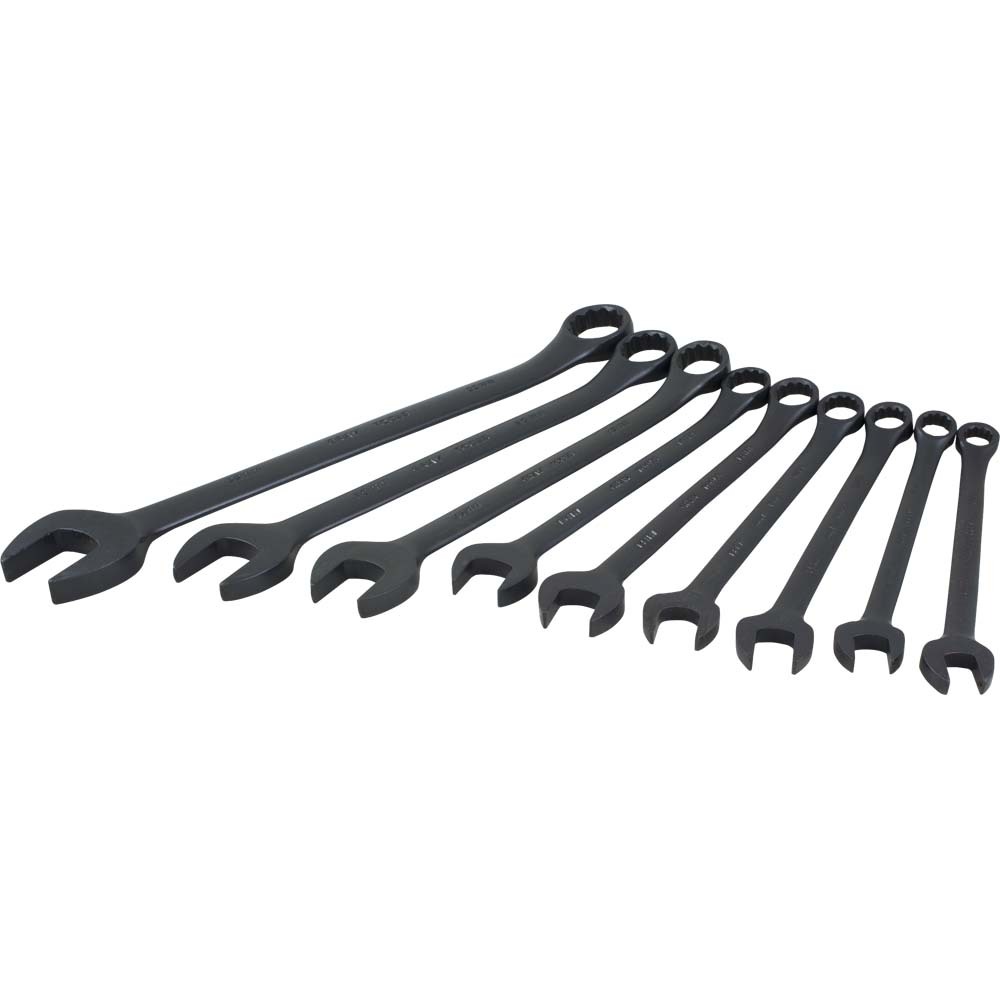 9 Piece 12 Point Metric, Black Finish, Combination Wrench Set, 10mm - 22mm<span class='Notice ItemWarning' style='display:block;'>Item has been discontinued<br /></span>