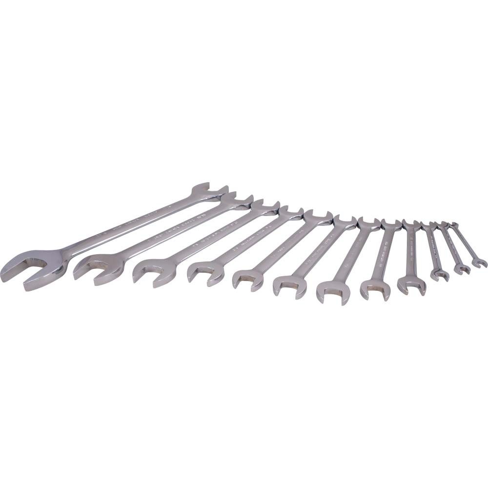 12 Piece SAE Open End, Mirror Chrome Wrench Set, 1/4&#34; X 5/16&#34; - 1-1/16&#34; X 1-1/4&#34;<span class=' ItemWarning' style='display:block;'>Item is usually in stock, but we&#39;ll be in touch if there&#39;s a problem<br /></span>