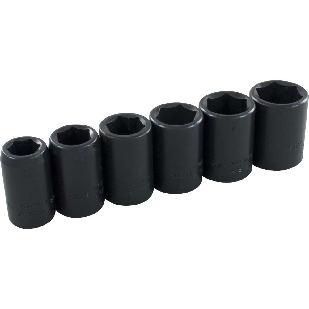 6 Piece 1/2&#34; Drive 6 Point, SAE Standard, Impact Socket Set, 1/2&#34; - 13/16&#34;<span class='Notice ItemWarning' style='display:block;'>Item has been discontinued<br /></span>