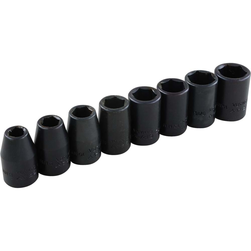 8 Piece 3/8&#34; Drive 6 Point Metric, Standard Impact Socket Set, 8mm - 15mm<span class='Notice ItemWarning' style='display:block;'>Item has been discontinued<br /></span>