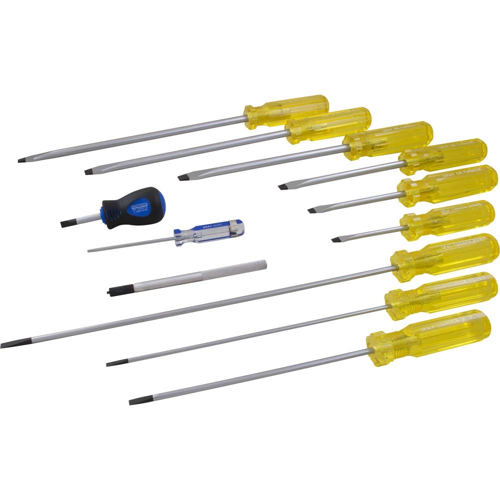 12 Piece Slotted Screwdriver Set, Standard, Cabinet & Electrician&#39;s<span class=' ItemWarning' style='display:block;'>Item is usually in stock, but we&#39;ll be in touch if there&#39;s a problem<br /></span>