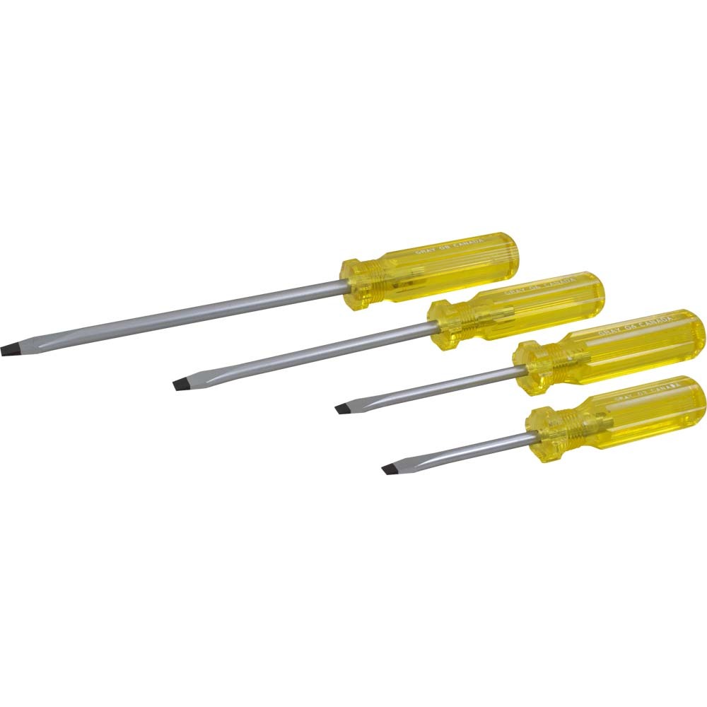 4 Piece Slotted Screwdriver Set, 3&#34;, 4&#34;, 6&#34; & 8&#34;<span class='Notice ItemWarning' style='display:block;'>Item has been discontinued<br /></span>