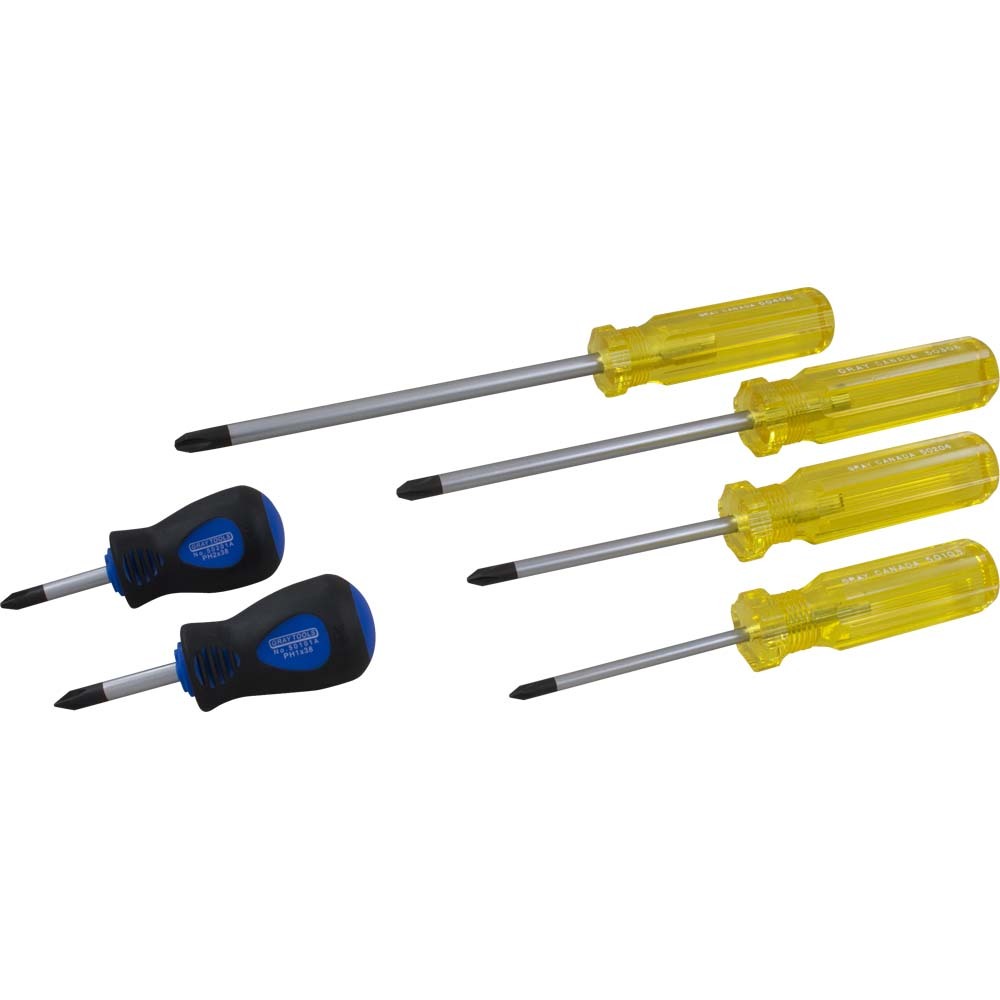 6 Piece Phillips Screwdriver Set, Stubby No.1 & No.2, No.1 - No.4<span class=' ItemWarning' style='display:block;'>Item is usually in stock, but we&#39;ll be in touch if there&#39;s a problem<br /></span>