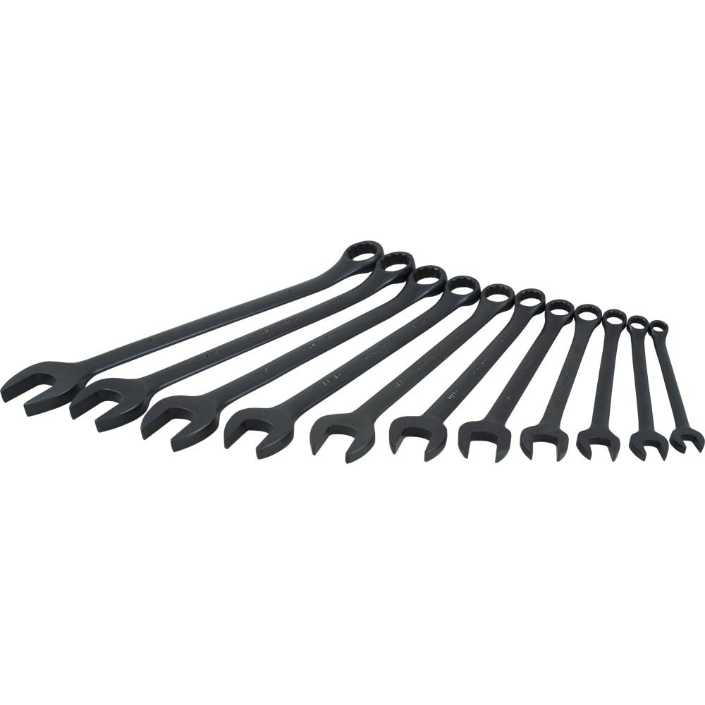 11 Piece 12 Point SAE, Black Finish, Combination Wrench Set, 3/8&#34; - 1&#34;<span class=' ItemWarning' style='display:block;'>Item is usually in stock, but we&#39;ll be in touch if there&#39;s a problem<br /></span>