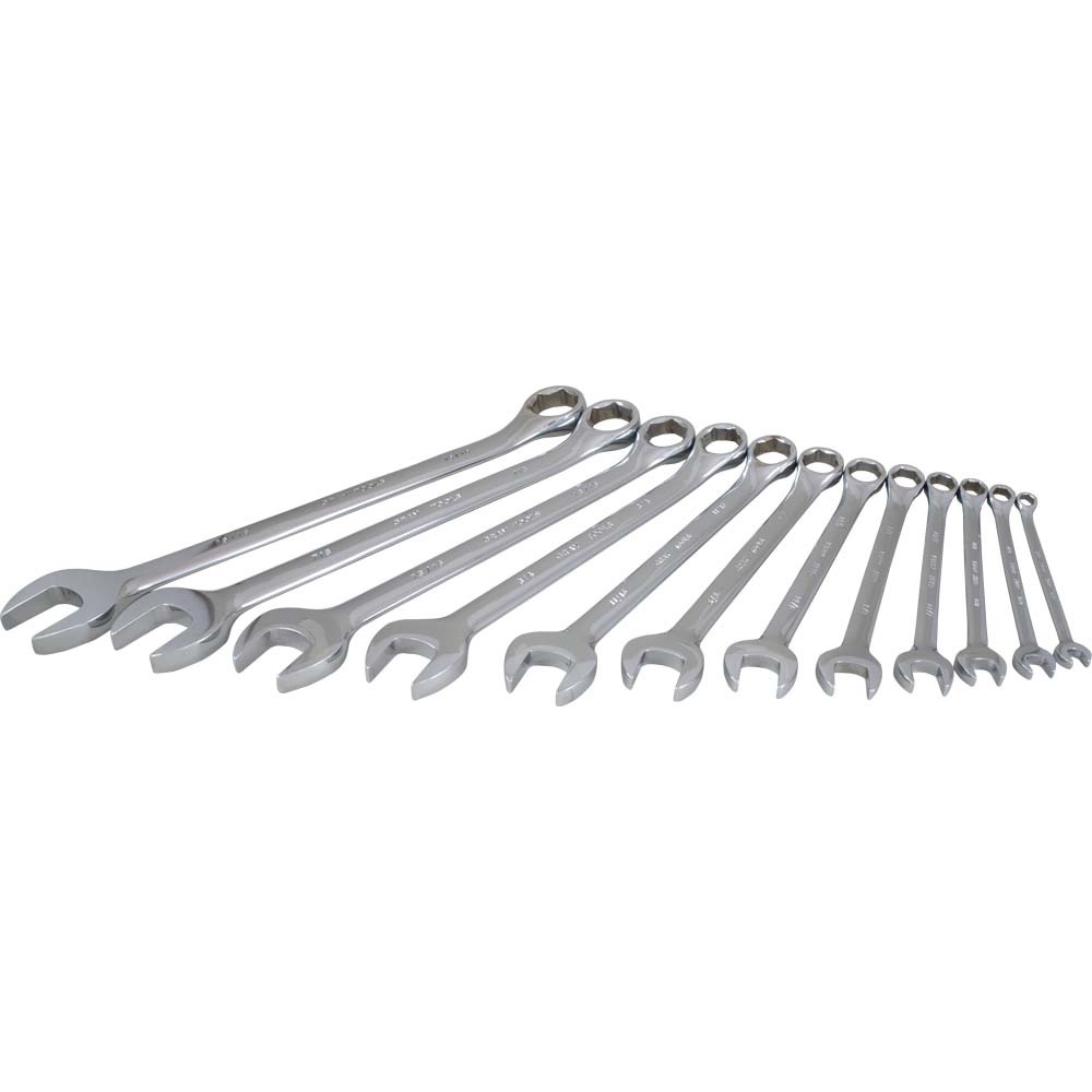 12 Piece 6 Point SAE, Mirror Chrome, Combination Wrench Set, 1/4&#34; - 15/16&#34;<span class=' ItemWarning' style='display:block;'>Item is usually in stock, but we&#39;ll be in touch if there&#39;s a problem<br /></span>