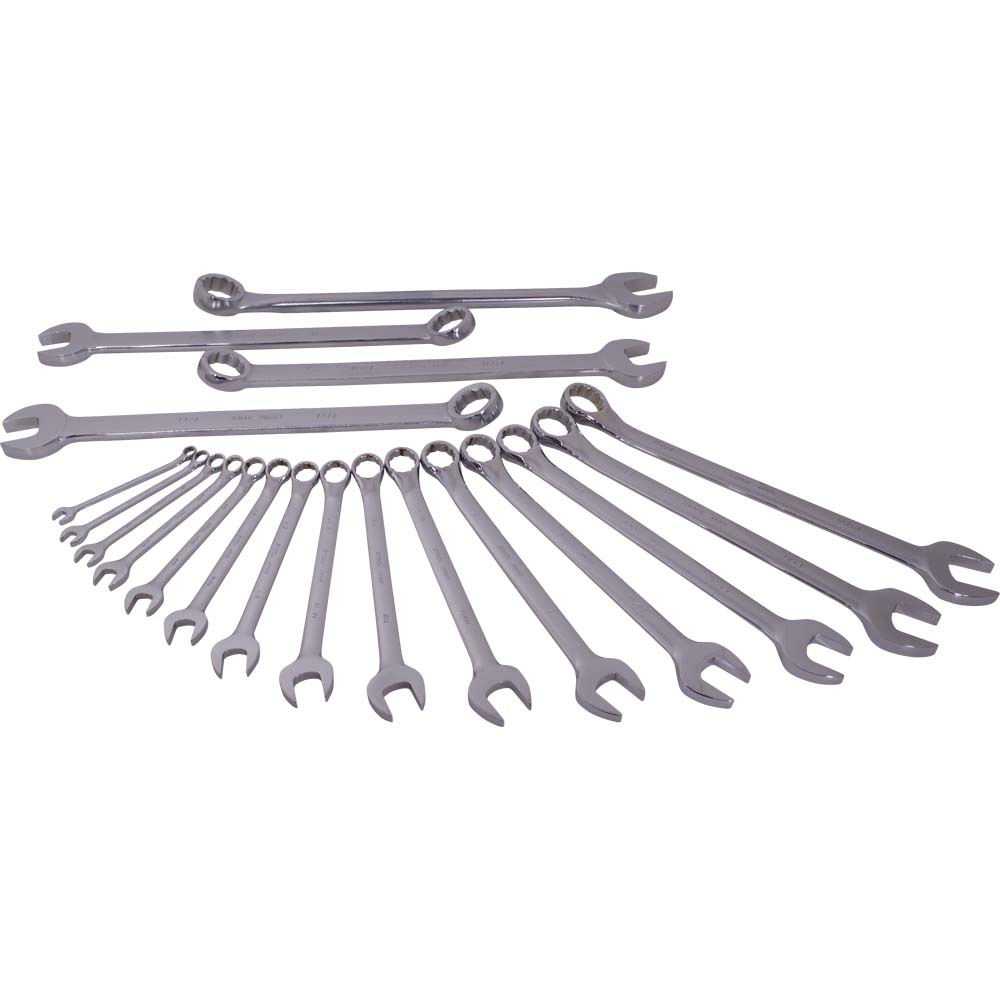 19 Piece 12 Point SAE, Mirror Chrome & Satin Combination Wrench Set, 3/8&#34; - 1-5/8&#34;<span class=' ItemWarning' style='display:block;'>Item is usually in stock, but we&#39;ll be in touch if there&#39;s a problem<br /></span>