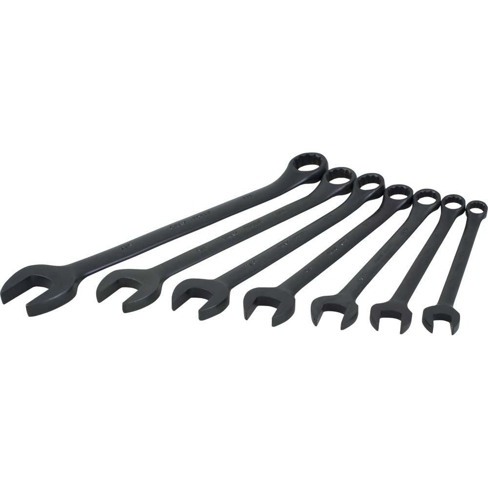 7 Piece 12 Point SAE, Black Finish, Combination Wrench Set, 7/16&#34; - 7/8&#34;<span class='Notice ItemWarning' style='display:block;'>Item has been discontinued<br /></span>