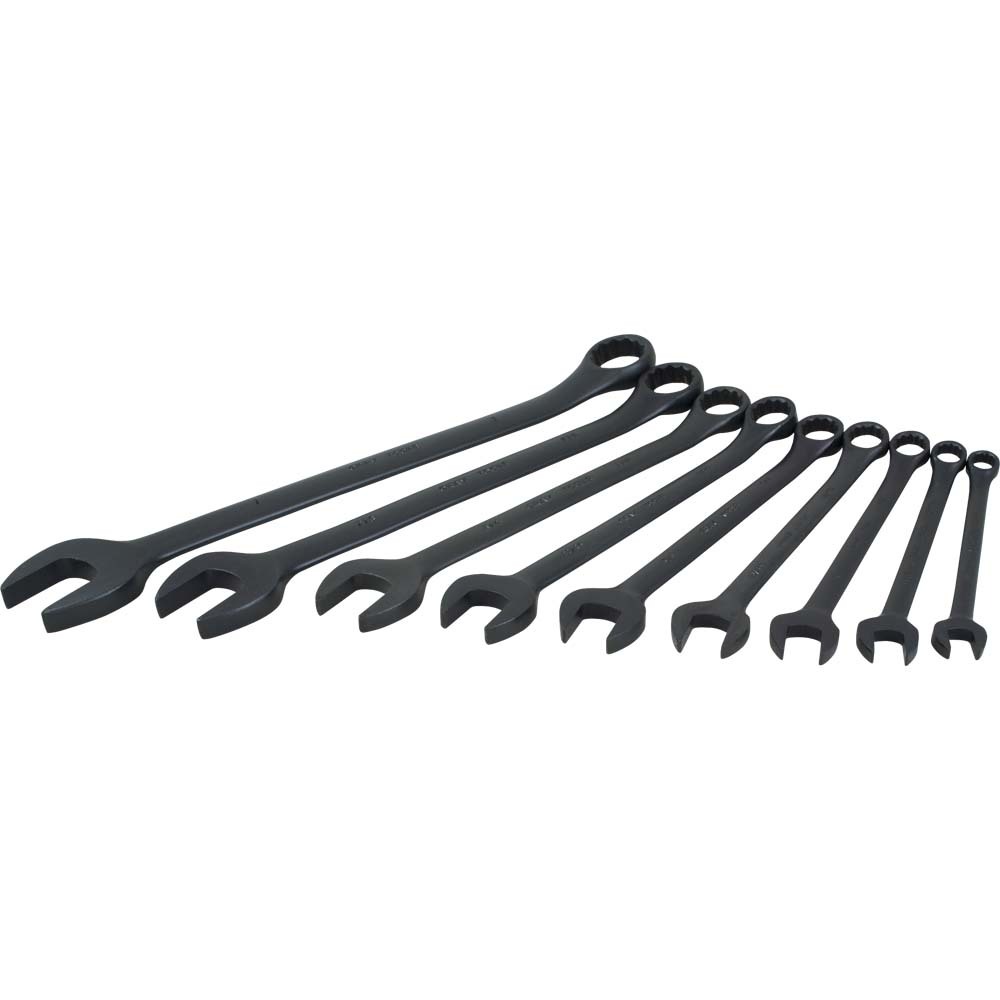 9 Piece 12 Point SAE, Black Finish, Combination Wrench Set, 3/8&#34; - 1&#34;<span class='Notice ItemWarning' style='display:block;'>Item has been discontinued<br /></span>