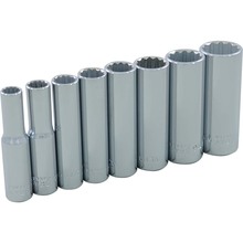 Gray Tools 15308 - 8 Piece 1/4" Drive, 12 Point SAE Deep, Chrome Socket Set, 1/4" - 9/16"