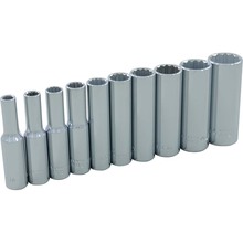 Gray Tools 15310 - 10 Piece 1/4" Drive, 12 Point SAE Deep, Chrome Socket Set, 3/16" - 9/16"