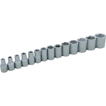 Gray Tools 19014 - 14 Piece 1/4" Drive, 6 Point Metric Standard, Chrome Socket Set, 4mm - 15mm