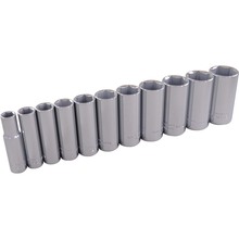 Gray Tools 25211 - 11 Piece 3/8" Drive 6 Point SAE, Deep Chrome Socket Set, 3/8" - 1"