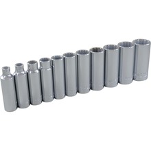 Gray Tools 25312 - 11 Piece 3/8" Drive 12 Point SAE, Deep Chrome Socket Set, 1/4" - 7/8"