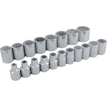 Gray Tools 29119 - 19 Piece 3/8" Drive 12 Point Metric, Standard Chrome Socket Set, 6mm - 26mm