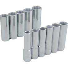 Gray Tools 29311 - 11 Piece 3/8" Drive 12 Point Metric, Deep Chrome Socket Set, 9mm - 19mm