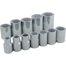 Gray Tools 35112 - 12 Piece 1/2" Drive 12 Point SAE, Standard Chrome Socket Set, 7/16" - 1-1/8"