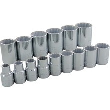 Gray Tools 35115 - 15 Piece 1/2" Drive 12 Point SAE, Standard Chrome Socket Set, 3/8" - 1-1/4"