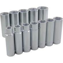 Gray Tools 35212 - 12 Piece 1/2" Drive 6 Point SAE, Deep Chrome Socket Set, 7/16" - 1-1/8"