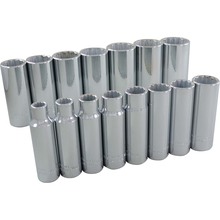 Gray Tools 35315 - 15 Piece 1/2" Drive 12 Point SAE, Deep Chrome Socket Set, 3/8" - 1-1/4"