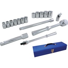 Gray Tools 38117 - 17 Piece 1/2" Drive 12 Point SAE, Standard Chrome Socket & Attachment Set