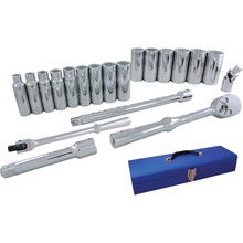 Gray Tools 38320 - 20 Piece 1/2" Drive 12 Point SAE, Deep Chrome Socket & Attachment Set