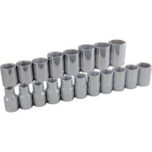 Gray Tools 39019 - 19 Piece 1/2" Drive 6 Point Metric, Standard Chrome Socket Set, 10mm - 28mm