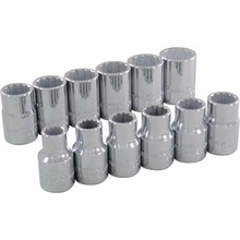 Gray Tools 39112 - 12 Piece 1/2" Drive 12 Point Metric, Standard Chrome Socket Set, 10mm - 21mm