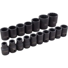 Gray Tools 39117 - 17 Piece 1/2" Drive 12 Point Metric, Standard Impact Socket Set, 10mm - 32mm