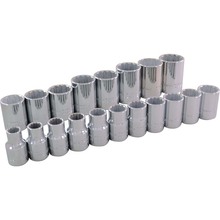 Gray Tools 39119 - 19 Piece 1/2" Drive 12 Point Metric, Standard Chrome Socket Set, 10mm - 28mm