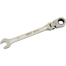 Gray Tools 520116 - 1/2" Combination Flex Head Ratcheting Wrench, Stainless Steel Finish