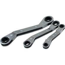 Gray Tools 5203LR - 3 Piece 6 Point SAE, 25° Offset Ratcheting Box Wrench Set, 1/4" X 5/16" - 1/2" X 9/16