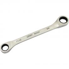 Gray Tools 562224 - 11/16" X 3/4" Double Box End, Fixed Head Ratcheting Wrench, Stainless Steel Finish