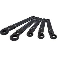 Gray Tools 64405 - 5 Piece SAE, Ratcheting Tube Wrench Set, Black Finish, 3/8" - 5/8"