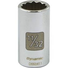 Gray Tools D003411 - 1/4" Drive 12 Point SAE, 11/32" Standard Length, Chrome Finish Socket